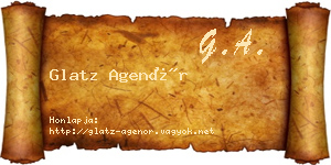 Glatz Agenór névjegykártya